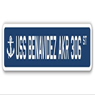 USS Benavidez AKR 306 Street Sign us Navy Ship Veteran Sailor Gift