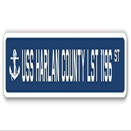 USS Harlan County LST 1196 Street Sign us Navy Ship Veteran Sailor Gift