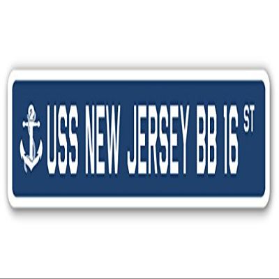 USS New Jersey BB 16 Street Sign us Navy Ship Veteran Sailor Gift