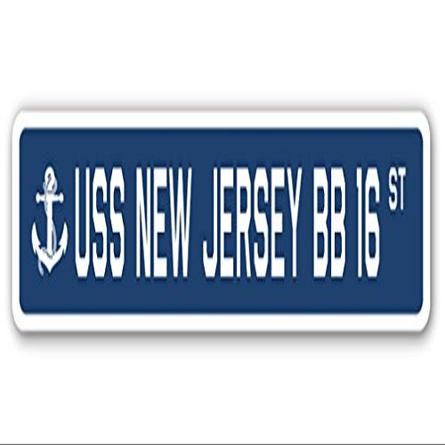 USS New Jersey BB 16 Street Sign us Navy Ship Veteran Sailor Gift