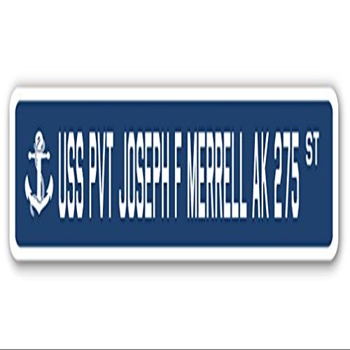 USS PVT Joseph F Merrell AK 275 Street Sign us Navy Ship Veteran Sailor Gift