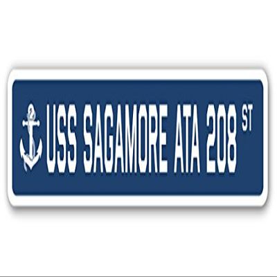 USS Sagamore ATA 208 Street Sign us Navy Ship Veteran Sailor Gift