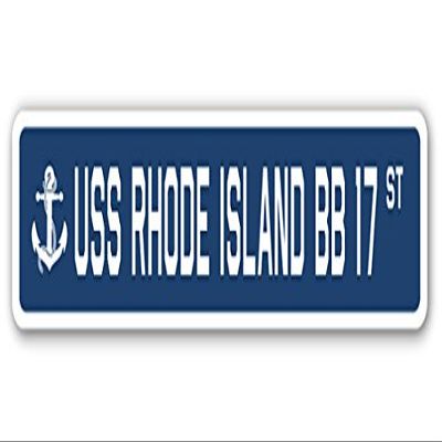 USS Rhode Island BB 17 Street Sign us Navy Ship Veteran Sailor Gift