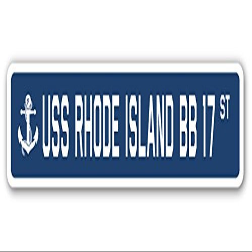 USS Rhode Island BB 17 Street Sign us Navy Ship Veteran Sailor Gift