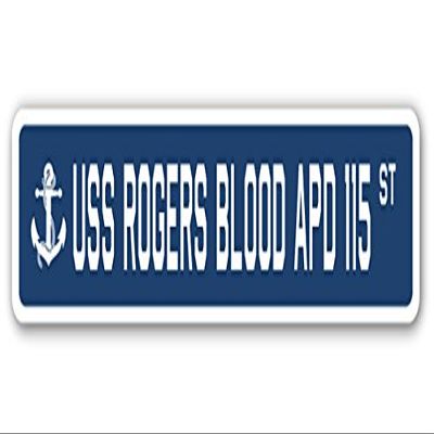USS Rogers Blood APD 115 Street Sign us Navy Ship Veteran Sailor Gift