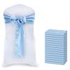 VDS Satin Chair Sashes Chair Cover Back Tie Sateen Bows Ribbon for Wedding Birthday Graduation Engagement Ceremony Event Party Banquet Venue Hotel All Dining Chair Decoration (100PC) (Baby Blue) view 1