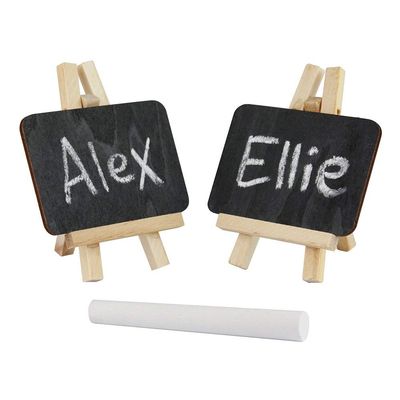 eBuyGB Mini Easel Chalk/Black Board, Wood, Black, Pack of 8