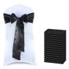 VDS Satin Chair Sashes Chair Cover Back Tie Sateen Bows Ribbon for Wedding Birthday Graduation Engagement Ceremony Event Party Banquet Venue Hotel All Dining Chair Decoration (100PC) (Black) view 1