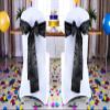 VDS Satin Chair Sashes Chair Cover Back Tie Sateen Bows Ribbon for Wedding Birthday Graduation Engagement Ceremony Event Party Banquet Venue Hotel All Dining Chair Decoration (100PC) (Black) view 2