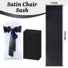 VDS Satin Chair Sashes Chair Cover Back Tie Sateen Bows Ribbon for Wedding Birthday Graduation Engagement Ceremony Event Party Banquet Venue Hotel All Dining Chair Decoration (100PC) (Black) view 3