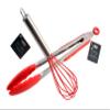 12" Cooking Tongs, Silicone Tips and Locking Head - Stainless Steel & Silicone Whisk for Blending, Beating & Stirring - Dishwasher Safe - Heat Resistant up to 428F. By Ai-De-Chef (2-Pack, Red) view 1