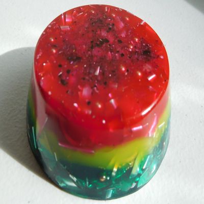 Transparent Red Yellow Green Tower Buster Orgone Generator Energy Accumulator 7.83Hz/432Hz/528Hz/Advance Harmonics Many Beautiful Ingredients and Colors!! (Tower Buster, Transparent Red Yellow Green)