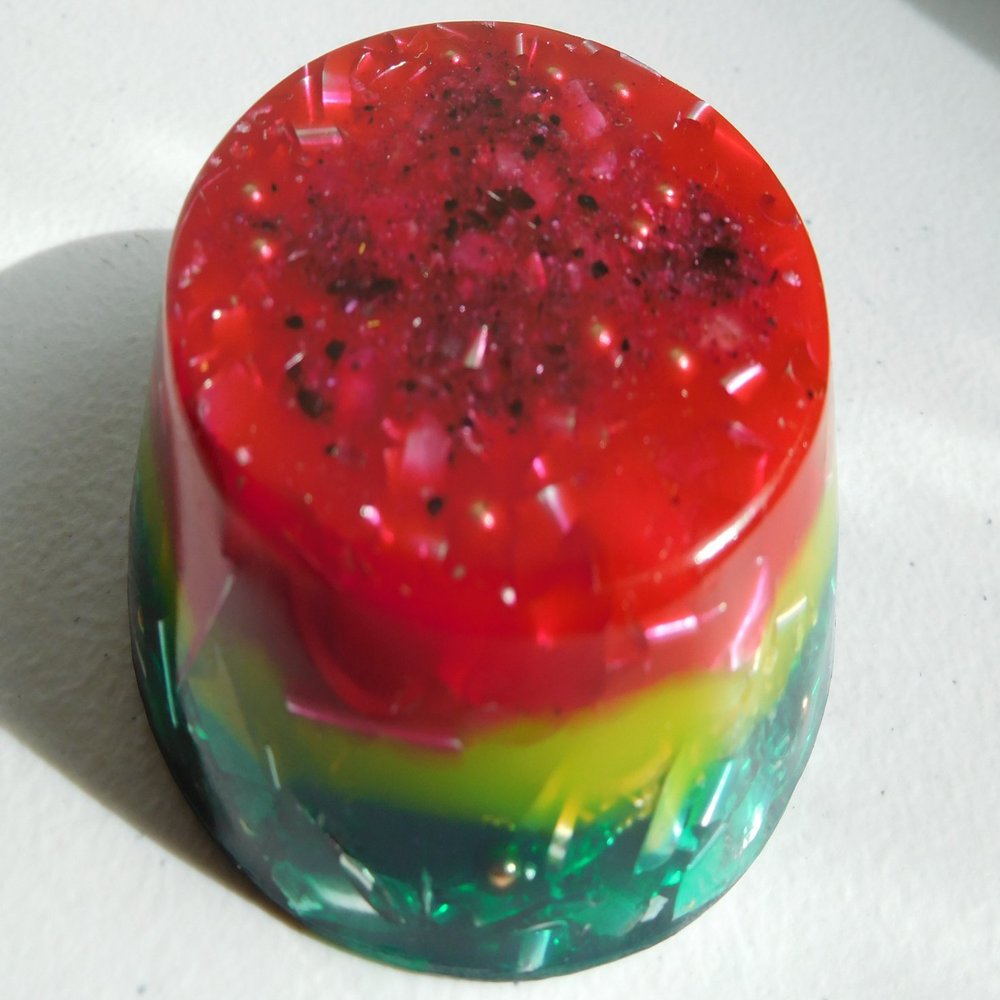 Transparent Red Yellow Green Tower Buster Orgone Generator Energy Accumulator 7.83Hz/432Hz/528Hz/Advance Harmonics Many Beautiful Ingredients and Colors!! (Tower Buster, Transparent Red Yellow Green)