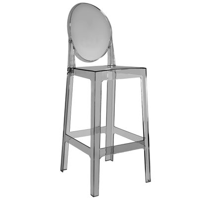 2xhome 30" Bar Height Stool | Oval Back Transparent Ghost Chair | Armless Polycarbonate Barstool with Footrest for Kitchen Island & Dining (Smoke)