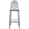 2xhome 30" Bar Height Stool | Oval Back Transparent Ghost Chair | Armless Polycarbonate Barstool with Footrest for Kitchen Island & Dining (Smoke) view 3