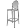 2xhome 30" Bar Height Stool | Oval Back Transparent Ghost Chair | Armless Polycarbonate Barstool with Footrest for Kitchen Island & Dining (Smoke) view 4