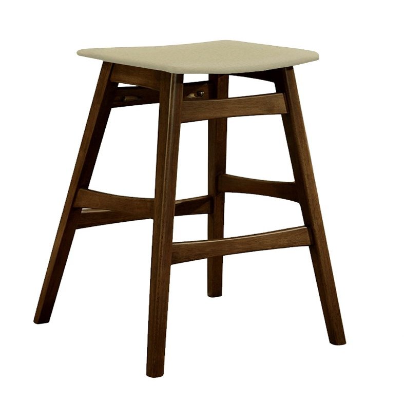 1-29 Tall Modern Angled Solid Wood Comfy Bar Stool Featuring the Choice of a Colored Vinyl Seat Cushion (Light Neutral)
