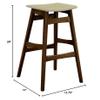 1-29 Tall Modern Angled Solid Wood Comfy Bar Stool Featuring the Choice of a Colored Vinyl Seat Cushion (Light Neutral) view 2