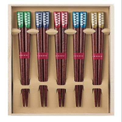 1 Pair Guest Chopsticks, Painted Chopsticks, Paulownia Box, 5 Pairs, Made in Japan