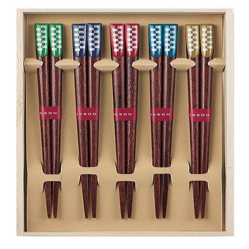 1 Pair Guest Chopsticks, Painted Chopsticks, Paulownia Box, 5 Pairs, Made in Japan