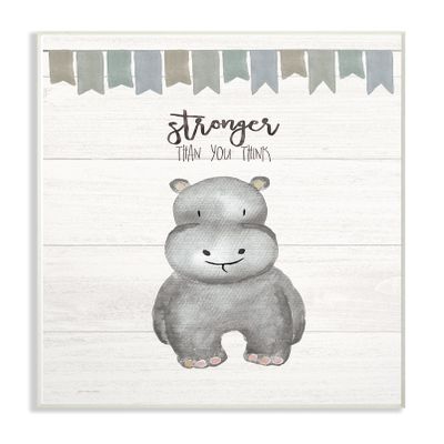 The Stupell Home Decor Collection Stronger Than You Think Hippo Wall Plaque Art, Multi-Color