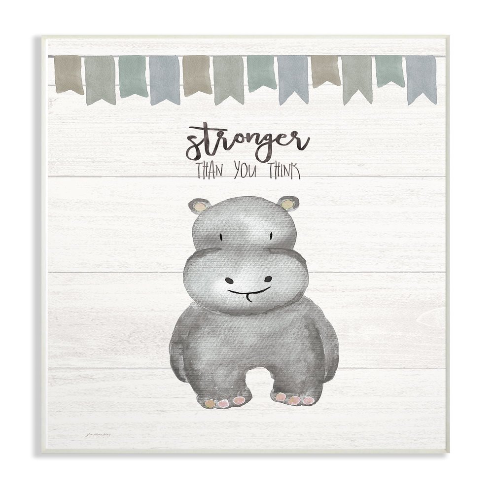 The Stupell Home Decor Collection Stronger Than You Think Hippo Wall Plaque Art, Multi-Color