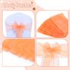 MDS Pack of 50 PCS Organza Chair Sashes Wider Dining Chair Bows Ribbon Tie Back for Wedding Party Birthday Bridal Shower Reception Event Banquet Home Chair Cover Decoration - Peach view 4