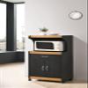 Hodedah Microwave Kitchen Cart, Black-Beech view 2