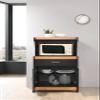 Hodedah Microwave Kitchen Cart, Black-Beech view 4