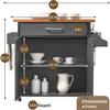Hodedah Rolling Wood Kitchen Island Cart with Spice Rack, Towel Rack, Utensil Drawer plus Cabinet, White with Beech Top view 2