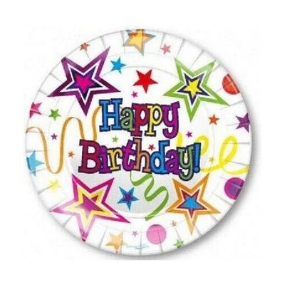 Oaktree UK 635463 Oaktree Ribbons and Stars 9"/23cm Plates 8pcs, White