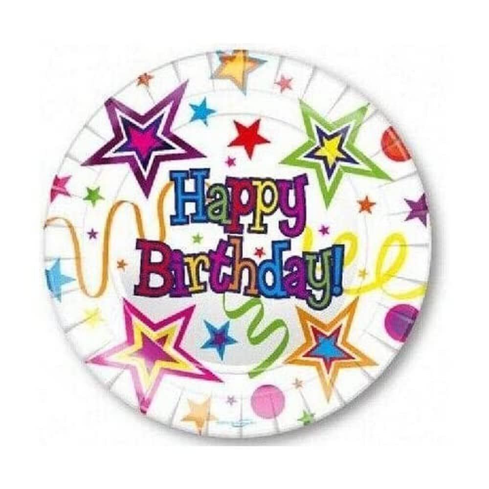 Oaktree UK 635463 Oaktree Ribbons and Stars 9"/23cm Plates 8pcs, White