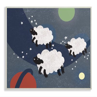The Stupell Home Decor Collection Sheep in Space Wall Plaque Art, Multi-Color
