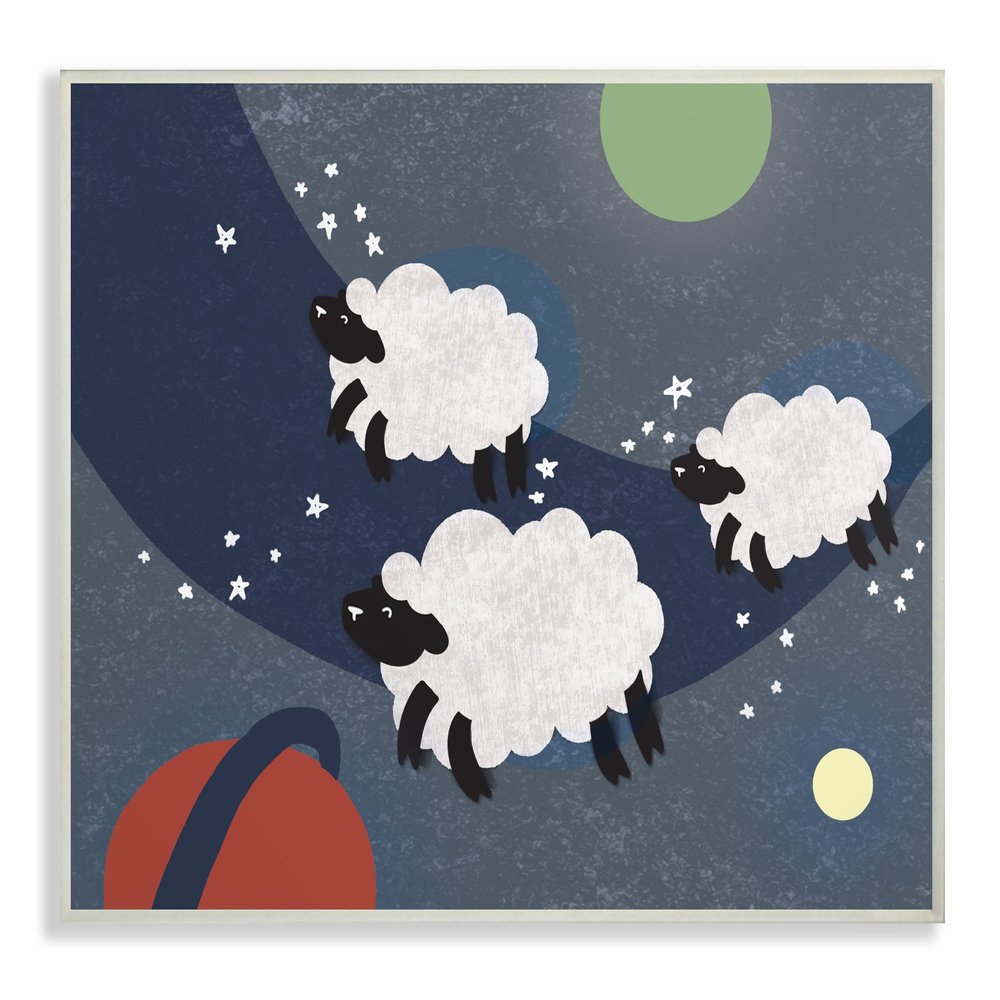 The Stupell Home Decor Collection Sheep in Space Wall Plaque Art, Multi-Color