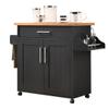Hodedah Rolling Wood Kitchen Island Cart with Spice Rack, Towel Rack, Utensil Drawer plus Cabinet, White with Beech Top view 1