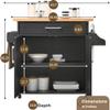 Hodedah Rolling Wood Kitchen Island Cart with Spice Rack, Towel Rack, Utensil Drawer plus Cabinet, White with Beech Top view 2