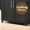 Hodedah Rolling Wood Kitchen Island Cart with Spice Rack, Towel Rack, Utensil Drawer plus Cabinet, White with Beech Top view 3
