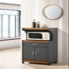 Hodedah Microwave Kitchen Cart, Grey/Oak view 2