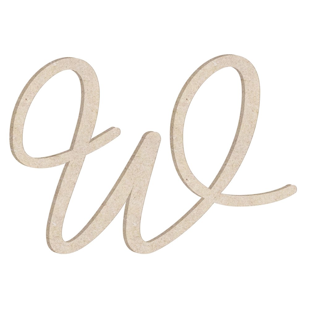 24" Harmonie Unfinished Wood Initial Monogram Letter W (Sizes 12"-30")