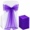 Elegant Organza Chair Sashes Sheer Fabric Sashes for Weddings, Parties, and Special Events (Pack of 10 Pieces, Purple) view 1