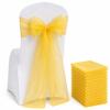 Elegant Organza Chair Sashes Sheer Fabric Sashes for Weddings, Parties, and Special Events (Pack of 10 Pieces, Yellow) view 1