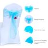 VDS Pack of 75 Organza Chair Sashes for Weddings & Events Dcor | Sheer Shiny Dining Chair Bows for Banquet, Party, Reception | Reusable Decorative Sash for Folding & Chiavari Chairs - Turquoise view 2
