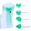 VDS Pack of 200 Organza Chair Sashes for Weddings & Events Dcor | Sheer Shiny Dining Chair Bows for Banquet, Party, Reception | Reusable Decorative Sash for Folding & Chiavari Chairs - Mint view 2