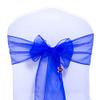 VDS Pack of 200 Organza Chair Sashes for Weddings & Events Dcor | Sheer Shiny Dining Chair Bows for Banquet, Party, Reception | Reusable Decorative Sash for Folding & Chiavari Chairs - Royal Blue view 1