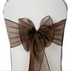 VDS Pack of 200 Organza Chair Sashes for Weddings & Events Dcor | Sheer Shiny Dining Chair Bows for Banquet, Party, Reception | Reusable Decorative Sash for Folding & Chiavari Chairs - Brown view 1