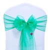VDS Pack of 200 Organza Chair Sashes for Weddings & Events Dcor | Sheer Shiny Dining Chair Bows for Banquet, Party, Reception | Reusable Decorative Sash for Folding & Chiavari Chairs - Green view 1