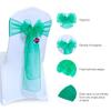 VDS Pack of 200 Organza Chair Sashes for Weddings & Events Dcor | Sheer Shiny Dining Chair Bows for Banquet, Party, Reception | Reusable Decorative Sash for Folding & Chiavari Chairs - Green view 2