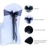 VDS Pack of 200 Organza Chair Sashes for Weddings & Events Dcor | Sheer Shiny Dining Chair Bows for Banquet, Party, Reception | Reusable Decorative Sash for Folding & Chiavari Chairs - Black view 2
