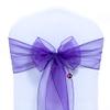 VDS Pack of 200 Organza Chair Sashes for Weddings & Events Dcor | Sheer Shiny Dining Chair Bows for Banquet, Party, Reception | Reusable Decorative Sash for Folding & Chiavari Chairs - Cadbury Purple view 1