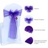 VDS Pack of 200 Organza Chair Sashes for Weddings & Events Dcor | Sheer Shiny Dining Chair Bows for Banquet, Party, Reception | Reusable Decorative Sash for Folding & Chiavari Chairs - Cadbury Purple view 2